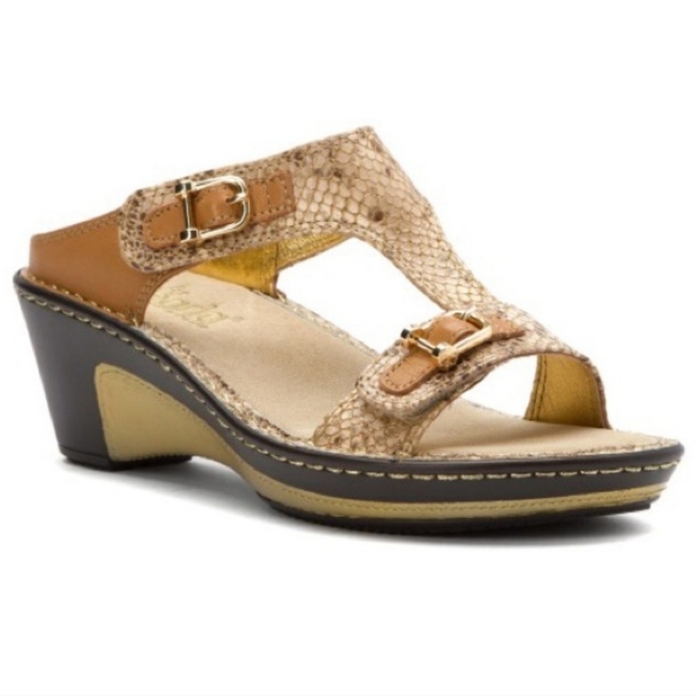 Alegria‎ Lara Posh Gold Snakeskin Print Embossed Leather Summer Comfort Sandals